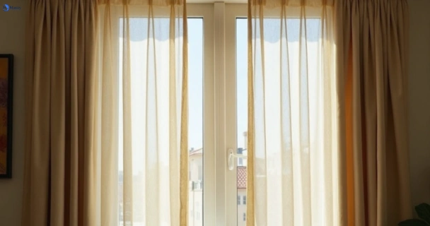 Dusty and dull curtains in underwood before steam cleaning